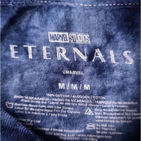 Marvel Eternals T-Shirt Mens Size Medium Blue Acid Wash Graphic Short Sleeve - Picture 5 of 11